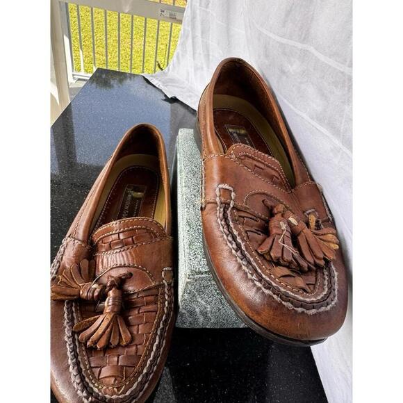 Johnston & Murphy Mens Dress Shoes-Tassel Loafers Brown Leather Size 9M. {42}. main image 4
